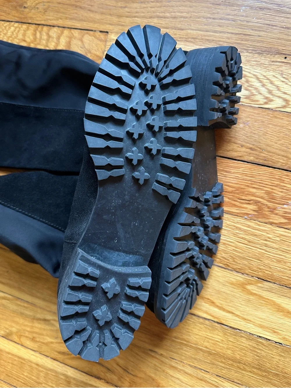 Gently Worn Urban Outfitters Thigh-High Black Boots with Lug Sole